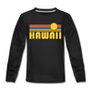 Hawaii Youth Long Sleeve Shirt - Retro Sunrise Youth Long Sleeve Hawaii Tee - black