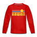 Hawaii Youth Long Sleeve Shirt - Retro Sunrise Youth Long Sleeve Hawaii Tee - red