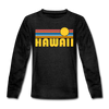 Hawaii Youth Long Sleeve Shirt - Retro Sunrise Youth Long Sleeve Hawaii Tee - charcoal gray