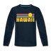 Hawaii Youth Long Sleeve Shirt - Retro Sunrise Youth Long Sleeve Hawaii Tee - deep navy