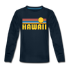 Hawaii Youth Long Sleeve Shirt - Retro Sunrise Youth Long Sleeve Hawaii Tee - deep navy