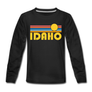 Idaho Youth Long Sleeve Shirt - Retro Sunrise Youth Long Sleeve Idaho Tee - black
