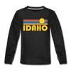 Idaho Youth Long Sleeve Shirt - Retro Sunrise Youth Long Sleeve Idaho Tee - black