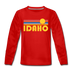 Idaho Youth Long Sleeve Shirt - Retro Sunrise Youth Long Sleeve Idaho Tee - red