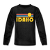 Idaho Youth Long Sleeve Shirt - Retro Sunrise Youth Long Sleeve Idaho Tee - charcoal gray