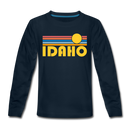 Idaho Youth Long Sleeve Shirt - Retro Sunrise Youth Long Sleeve Idaho Tee - deep navy