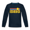 Idaho Youth Long Sleeve Shirt - Retro Sunrise Youth Long Sleeve Idaho Tee - deep navy
