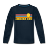 Jackson Hole, Wyoming Youth Long Sleeve Shirt - Retro Sunrise Youth Long Sleeve Jackson Hole Tee - deep navy