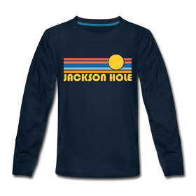 Jackson Hole, Wyoming Youth Long Sleeve Shirt - Retro Sunrise Youth Long Sleeve Jackson Hole Tee