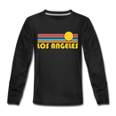 Los Angeles, California Youth Long Sleeve Shirt - Retro Sunrise Youth Long Sleeve Los Angeles Tee - black