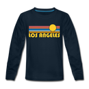 Los Angeles, California Youth Long Sleeve Shirt - Retro Sunrise Youth Long Sleeve Los Angeles Tee - deep navy
