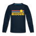 Missouri Youth Long Sleeve Shirt - Retro Sunrise Youth Long Sleeve Missouri Tee - deep navy