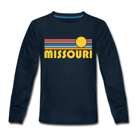 Missouri Youth Long Sleeve Shirt - Retro Sunrise Youth Long Sleeve Missouri Tee