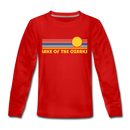 Lake of the Ozarks, Missouri Youth Long Sleeve Shirt - Retro Sunrise Youth Long Sleeve Lake of the Ozarks Tee - red