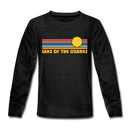 Lake of the Ozarks, Missouri Youth Long Sleeve Shirt - Retro Sunrise Youth Long Sleeve Lake of the Ozarks Tee - charcoal gray