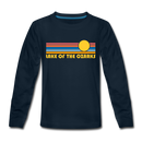Lake of the Ozarks, Missouri Youth Long Sleeve Shirt - Retro Sunrise Youth Long Sleeve Lake of the Ozarks Tee - deep navy