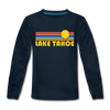 Lake Tahoe, California Youth Long Sleeve Shirt - Retro Sunrise Youth Long Sleeve Lake Tahoe Tee - deep navy