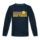 Lake Tahoe, California Youth Long Sleeve Shirt - Retro Sunrise Youth Long Sleeve Lake Tahoe Tee - deep navy