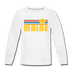 Maine Youth Long Sleeve Shirt - Retro Sunrise Youth Long Sleeve Maine Tee - white