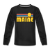 Maine Youth Long Sleeve Shirt - Retro Sunrise Youth Long Sleeve Maine Tee - black