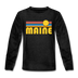 Maine Youth Long Sleeve Shirt - Retro Sunrise Youth Long Sleeve Maine Tee - charcoal gray