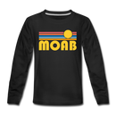 Moab, Utah Youth Long Sleeve Shirt - Retro Sunrise Youth Long Sleeve Moab Tee - black
