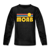 Moab, Utah Youth Long Sleeve Shirt - Retro Sunrise Youth Long Sleeve Moab Tee - charcoal gray