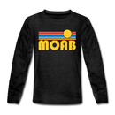 Moab, Utah Youth Long Sleeve Shirt - Retro Sunrise Youth Long Sleeve Moab Tee - charcoal gray