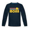 Moab, Utah Youth Long Sleeve Shirt - Retro Sunrise Youth Long Sleeve Moab Tee - deep navy