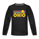 Ohio Youth Long Sleeve Shirt - Retro Sunrise Youth Long Sleeve Ohio Tee - black