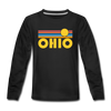 Ohio Youth Long Sleeve Shirt - Retro Sunrise Youth Long Sleeve Ohio Tee - black
