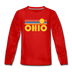Ohio Youth Long Sleeve Shirt - Retro Sunrise Youth Long Sleeve Ohio Tee - red