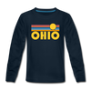 Ohio Youth Long Sleeve Shirt - Retro Sunrise Youth Long Sleeve Ohio Tee - deep navy