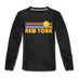 New York, New York Youth Long Sleeve Shirt - Retro Sunrise Youth Long Sleeve New York Tee - black