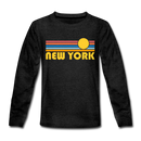 New York, New York Youth Long Sleeve Shirt - Retro Sunrise Youth Long Sleeve New York Tee - charcoal gray