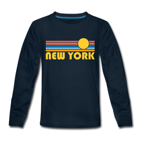 New York, New York Youth Long Sleeve Shirt - Retro Sunrise Youth Long Sleeve New York Tee