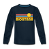 Montana Youth Long Sleeve Shirt - Retro Sunrise Youth Long Sleeve Montana Tee - deep navy
