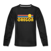 Oregon Youth Long Sleeve Shirt - Retro Sunrise Youth Long Sleeve Oregon Tee - black