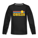 Oregon Youth Long Sleeve Shirt - Retro Sunrise Youth Long Sleeve Oregon Tee - black