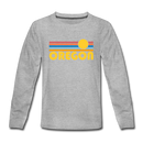 Oregon Youth Long Sleeve Shirt - Retro Sunrise Youth Long Sleeve Oregon Tee - heather gray