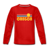 Oregon Youth Long Sleeve Shirt - Retro Sunrise Youth Long Sleeve Oregon Tee - red
