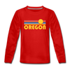Oregon Youth Long Sleeve Shirt - Retro Sunrise Youth Long Sleeve Oregon Tee - red