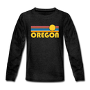Oregon Youth Long Sleeve Shirt - Retro Sunrise Youth Long Sleeve Oregon Tee - charcoal gray