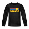 Oregon Youth Long Sleeve Shirt - Retro Sunrise Youth Long Sleeve Oregon Tee - charcoal gray