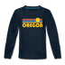 Oregon Youth Long Sleeve Shirt - Retro Sunrise Youth Long Sleeve Oregon Tee - deep navy