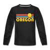 Oregon Youth Long Sleeve Shirt - Retro Sunrise Youth Long Sleeve Oregon Tee - black