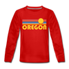 Oregon Youth Long Sleeve Shirt - Retro Sunrise Youth Long Sleeve Oregon Tee - red