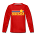 Oregon Youth Long Sleeve Shirt - Retro Sunrise Youth Long Sleeve Oregon Tee - red