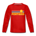 Portland, Oregon Youth Long Sleeve Shirt - Retro Sunrise Youth Long Sleeve Portland Tee - red