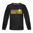 Sanibel Island, Florida Youth Long Sleeve Shirt - Retro Sunrise Youth Long Sleeve Sanibel Island Tee - black
